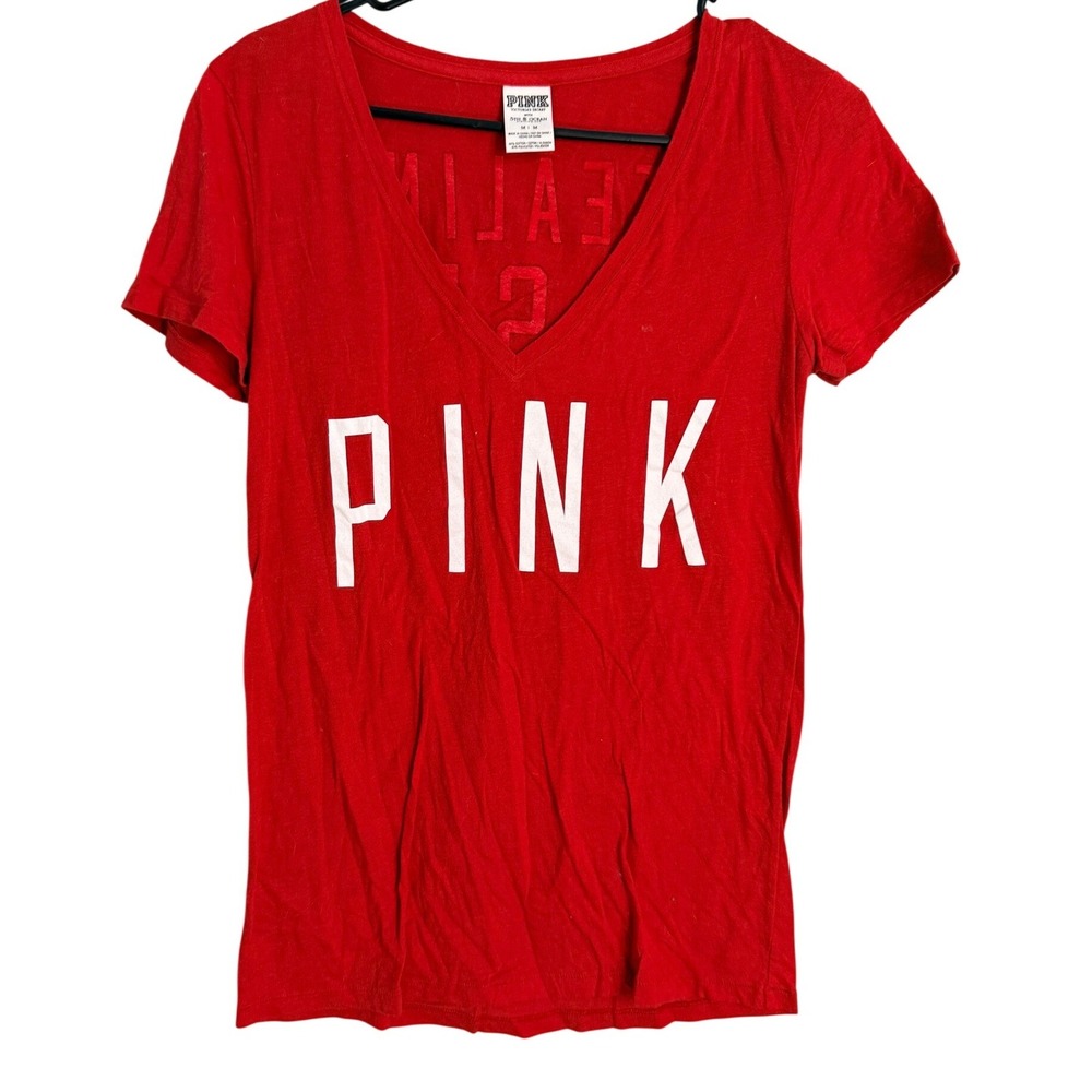 PINK Victorias Secret St Louis Cardinals Red V-Neck Graphic T-Shirt Medium
